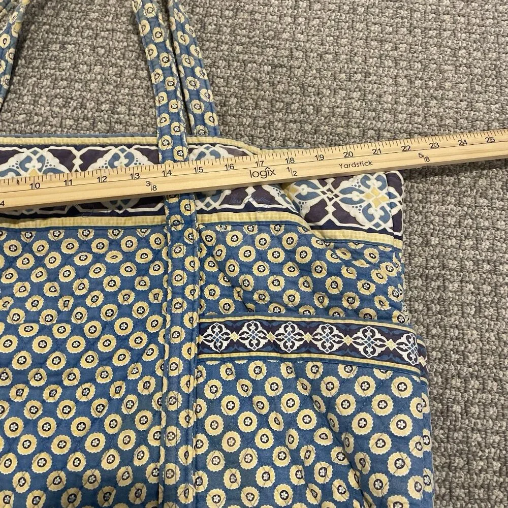 Vera Bradley Bag Villager Blue Yellow Large Shoulder Paisley Geometric Design - Picture 5 of 6